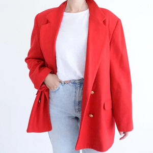 Vintage Sellecca Red Double Breasted Wool  Blazer